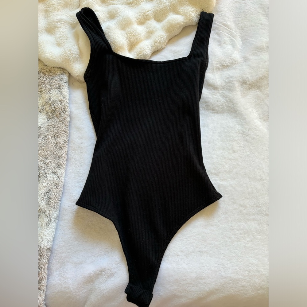 one piece tank shirt/bodysuit in black
